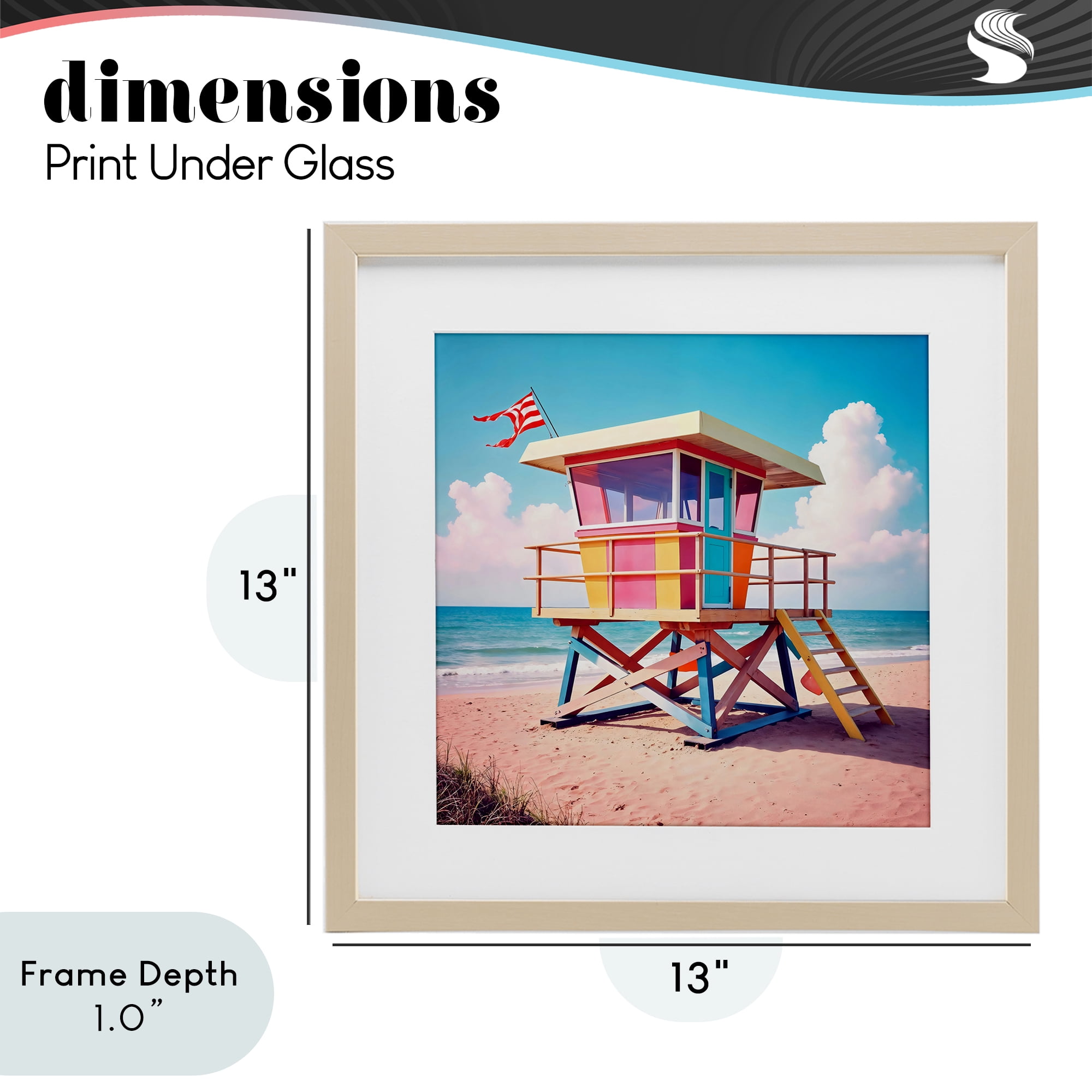 Stupell Industries Colorful Sunny Beach Tower Birch Framed Print Under Glass, design by Creative Studio