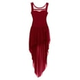 thumbnail image 4 of Kaerm Girls Lyrical Dance Costume Sleeveless High-low Hem Morden Contemporary Flowy Leotard Dress Burgundy 6, 4 of 8