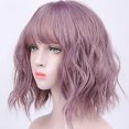 thumbnail image 3 of Pelucas para mujer con pelo corto ondulado, adecuadas para fiestas, Halloween, juegos de rol, color morado claro, 3 of 5