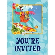 Flamingo Hibiscus Tropical Beach Summer Luau Theme Party Invitations w/Envelopes