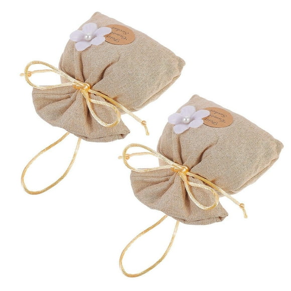 Scented Sachets Natural Aromatherapy Bags for Wardrobe Use 2Pcs Brown Cotton Linen