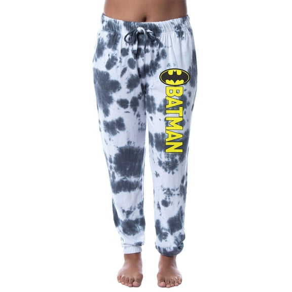 DC Comics Womens' Batman Granite Tie Dye Bat Logo Sleep Jogger Pajama Pants