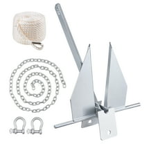 VEVOR Fluke Style Anchor Kit, 8.5 LBS Hot-Dipped Galvanized Steel Fluke Anchor with 7.9' Chain, 75' Rope and Two 0.4" Shackles, Marine Boat Anchor for Small Vessels Under 18', Seas, Rivers