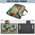 thumbnail image 5 of COEQINE Fold-and-Carry Golf Cart Seat Cover, Bag-Style Handle for Easy Carry, Universal Fit Quilted Padding, 4 Pockets, Fits for EZGO Yamaha Club Car, Bohemian Flower Teal Gold, 5 of 8