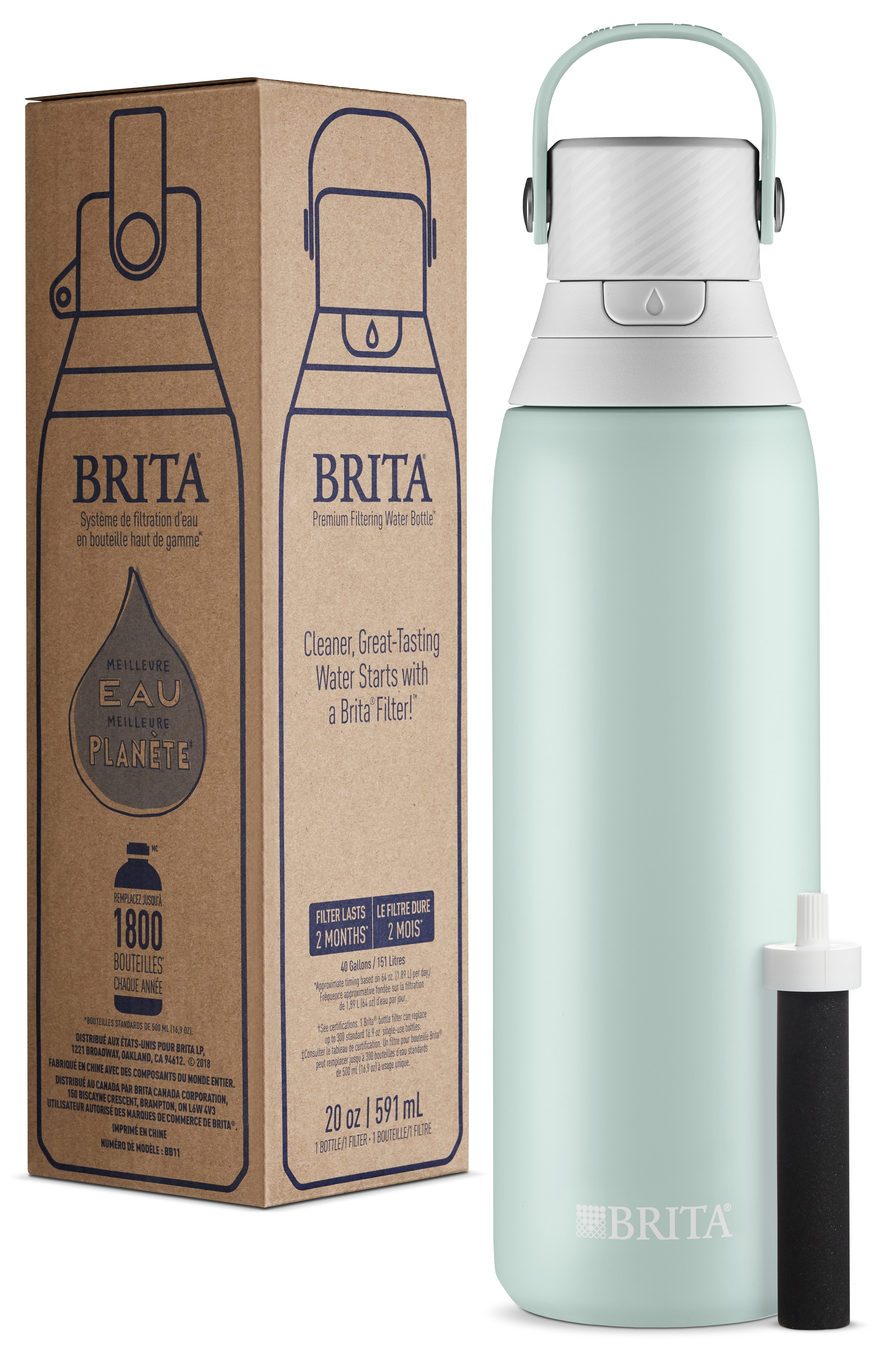 Brita 20 Ounce Premium Filtering Water Bottle With Filter