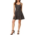 thumbnail image 2 of INSPIRE CHIC Women's Plaid Check Strap Zipper Front Sleeveless Dress L Black, 2 of 7