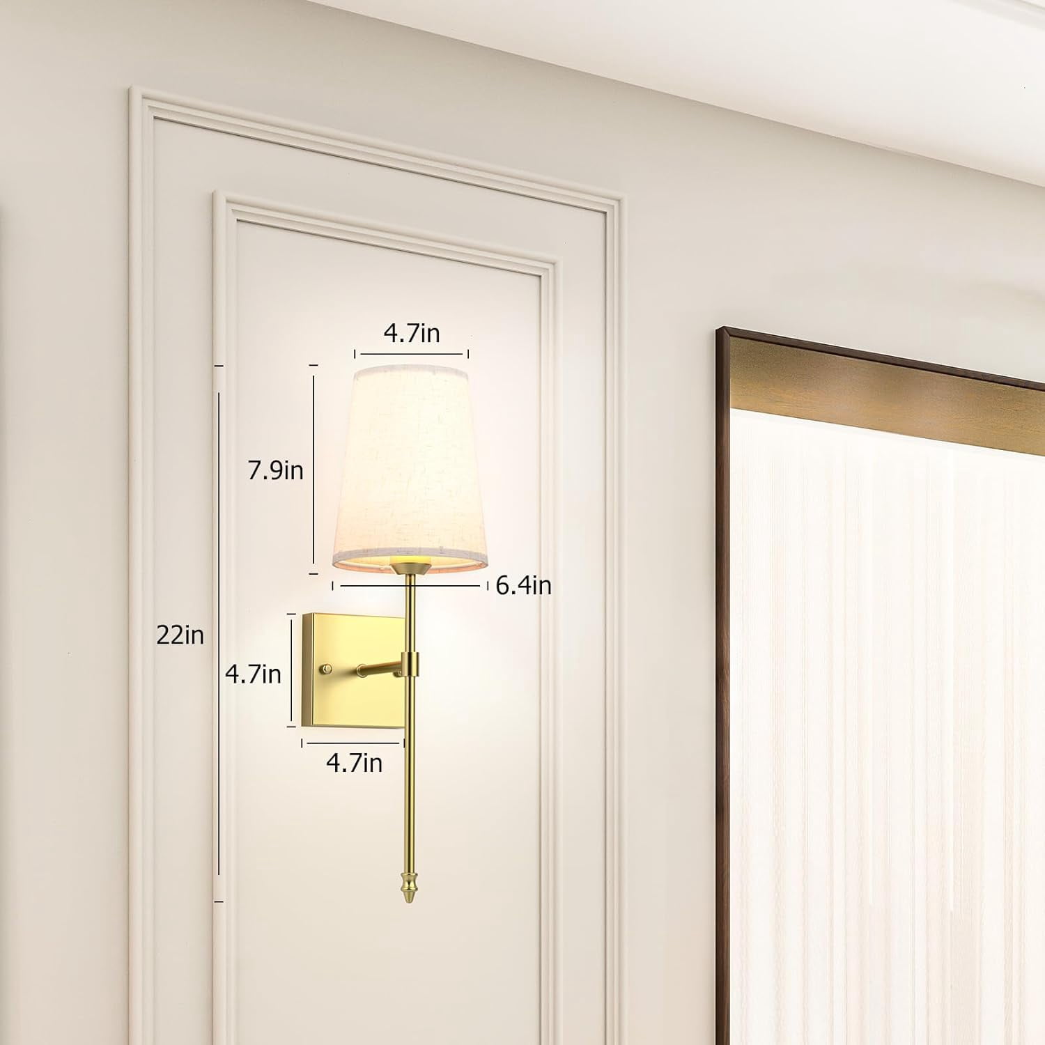 Gold Rechargeable Battery Operated Wall Sconce Set of 2 – Dimmable RGB Wireless Indoor Lamps with Remote Control, 5000mAh, 15 Color Options for Bedroom and Living Room Decor