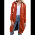 thumbnail image 2 of Sudadera con Capucha y Cremallera para Mujer, Chaqueta Informal de Larga para Otoño, Chaquetas Largas de Otoño con Bolsillos, Túnica Naranja M, 2 of 9