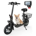 thumbnail image 1 of MIHOVER 450W Electric Scooter with Seat for Adult, 12 inch Commuter Electric Scooter with Basket and Adjustable Seat- up to 21 Miles 15.5MPH-Black, 1 of 10