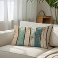 thumbnail image 3 of Farmhouse Teal Brown Throw Pillow Cover, Pillowcase Protectors with Zipper, Breathable Decorative Lumbar Pillow Case Cover, Vintage Retro Ombre Wooden Pillow Shams for Couch Sofa 16x24Inch, 3 of 8