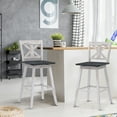 thumbnail image 3 of Costway Set of 2 Bar Stools Swivel Pub Height Chairs w/ Rubber Wood Legs White, 3 of 9