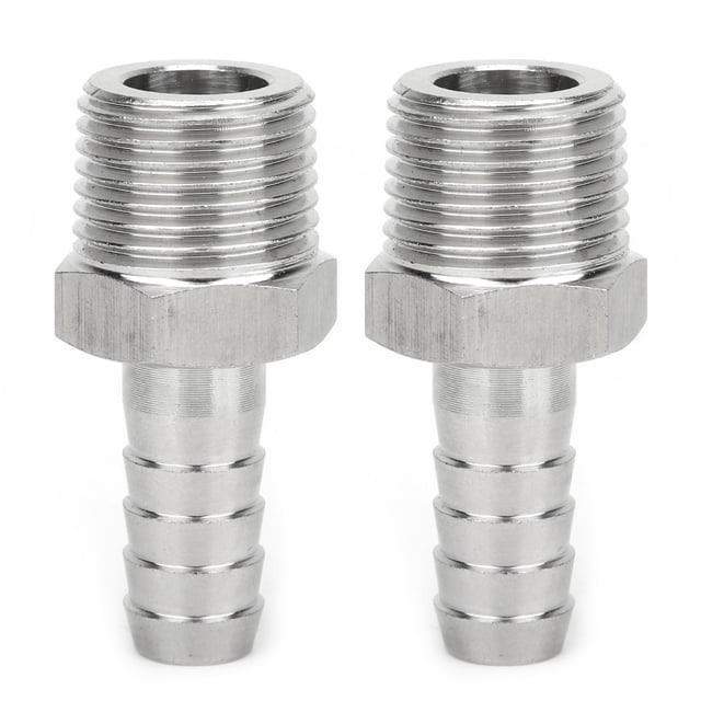 2PCS 1or2in BSPT Male Thread Connector Pipe Fitting Barb Joint Quick Coupling Connector, High Efficiency Stainless Steel Air Quick Coupling Connector for Pneumatic Equipment with