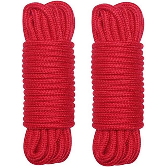 Soft Cotton Rope Cord, 2PCS 10 M/33 Feet 8 MM All Purpose Rope Craft Rope Thick Cotton Twisted Cord (Red)by Torubia