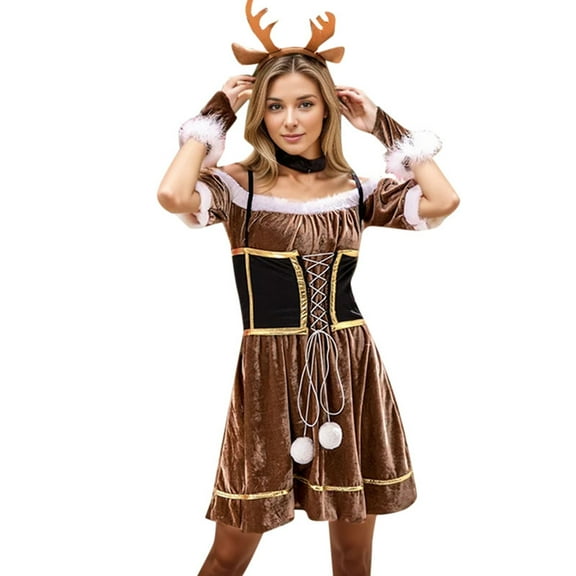 Adult Women's Cute Deer Dress Christmas