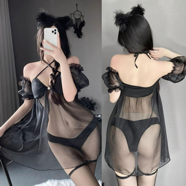 Lolmot Sexy Women Lingerie Perspective Outfit Dress Temptation Babydoll  Underwear Sleepwear Underdress Suit