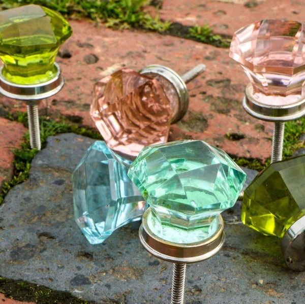 Set of Six Glass Kember Turquoise Cabinet Knobs by Trinca-Ferro