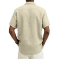 thumbnail image 4 of Qwertyu Men's Cotton Linen Shirts Short Sleeve Casual Shirts Button Down Shirt for Men Beach Summer Dress Shirt Complexion XL, 4 of 4