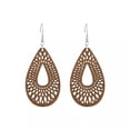thumbnail image 2 of RSAMD Boho Hollow Out Wood Geometric Teardrop Dangle Earrings Women Unique Jewelry-Beige, 2 of 8