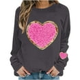 thumbnail image 4 of Fewfanhot Womens Tops Casual Heart Graphics Shirt Long Sleeve Pullover Loose Crewneck Cute Love Printed Sweatshirt Tops, 4 of 5