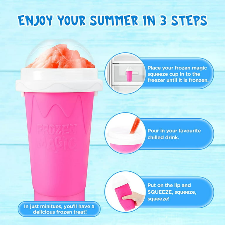 Slushy Maker Cup Frozen Magic Squeeze Cup Travel Portable Double Layer  Silica Pinch Cup Summer Cooler Smoothie Cup Homemade Slushie Milkshake Maker  DIY for Kids & Adults 