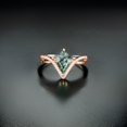 thumbnail image 2 of Sterling silver kite cut moss agate & cubic zirconia twisted band ring, 2 of 5