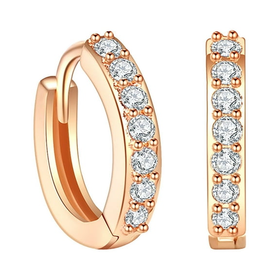 Wioihee golden color Rhinestones Hoop Diamond Earrings for Women