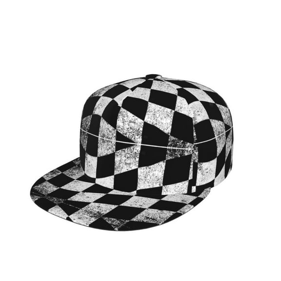 Snapback Hats For Men Women Checkered Flag Flat Bill Brim Baseball Cap Printed Hat