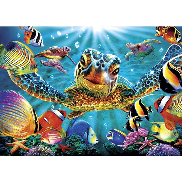 Pintura de diamante redondo completo tortuga marina 5D DIY cuadros de pared trabajo hecho a mano mosaico arte Hugtrwg Para estrenar