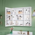 thumbnail image 2 of ANGELES HOME 34"x 30" Wall Mounted Bathroom Medicine Cabinet with Mirror, 6 Tier Wooden Mirror Cabinet Organizer Spacesaver with Shelves Single Soft-Close Door, White, 2 of 9