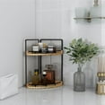 thumbnail image 5 of 2-Tier Bathroom Counter Organizer,Vanity Counter Corner Shelf, Skincare, Wood Countertop Bathroom Storage and Organization for Kitchen (Gold), 5 of 7