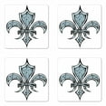thumbnail image 1 of Fleur De Lis Coaster Set of 4, Grungy Lily Retro Renaissance Spirit Element Victory Vintage Art Print, Square Hardboard Gloss Coasters, Standard Size, Blue White Black, by Ambesonne, 1 of 2