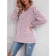 thumbnail image 3 of Camisa de manga larga para mujer Manga larga de soplo Manga larga Cuello en V Color puro Mujer Camisetas básicas para mujeres Luz púrpura S, 3 of 6