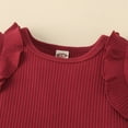 thumbnail image 6 of TOWED22 Newborn Infant Girl Clothes Rib Knit Romper Daisy Print Shorts Headband Baby Summer Clothes 0 3 6 12 18 24 Months Wine,12-18 M, 6 of 9