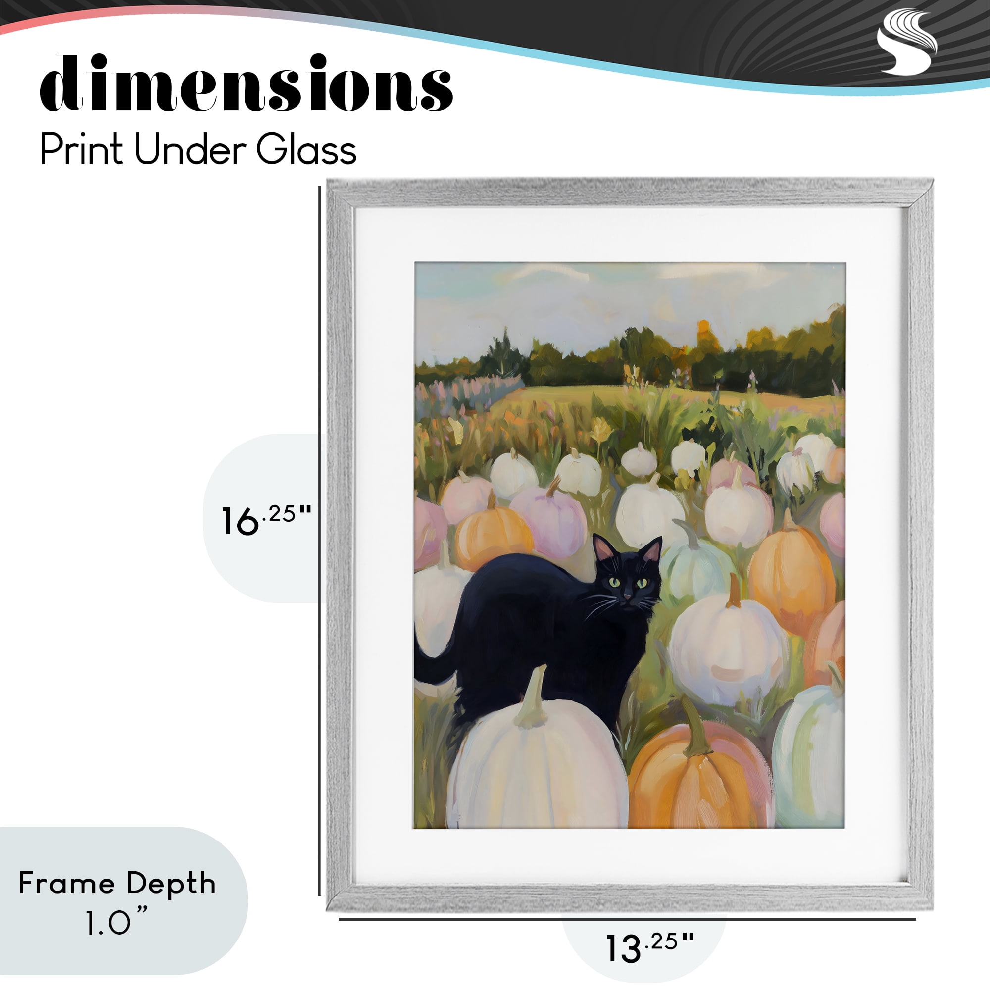 Stupell Industries Kitten & Pumpkins in Field Gray Framed Print Under Glass, design by The Prints Vibe
