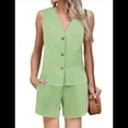 thumbnail image 1 of Traje Corto de Dos Piezas para Mujer, de , con Cuadros, Color Verde, Talla XL, 1 of 7
