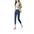 thumbnail image 2 of Women’s Korean Slim Fit Jeans Fashion Solid Color Plush Stretch High-waist Tight Denim Long Pants, 2 of 6
