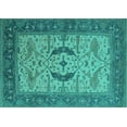 thumbnail image 1 of Ahgly Company Machine Washable Indoor Rectangle Oriental Turquoise Blue Industrial Area Rugs, 4' x 6', 1 of 4