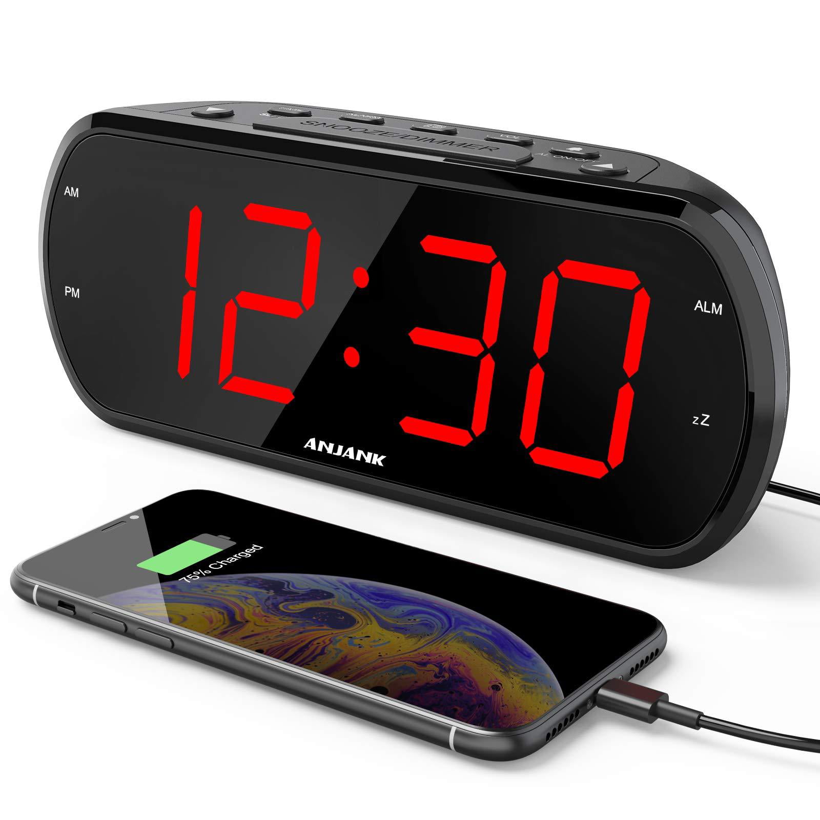 ANJANK Small Alarm Clock Radio with FM Radio,Dual USB Charging Ports,Temperat... 