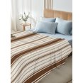 thumbnail image 5 of Queen Flat Sheet Only Farmhouse Stripe Pattern Soft Microfiber Cooling Bedding Sheets Brown Bands on Beige Linen Flat Bed Sheet for Hotel,Home Decor, 5 of 9