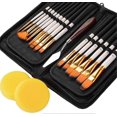 thumbnail image 1 of 18 Piece Oil Painting Brush Set - Flat Brushes With Pop Up Carry Case Spatulas And Sponges - Premium Nylon Brushes, 1 of 4