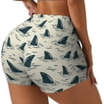thumbnail image 2 of Xecao Party Shark Cute Print Workout Shorts for Women Soft Smooth Gym Yoga Scrunch Active Tennis Workout Running Shorts, 2 of 9