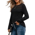 thumbnail image 1 of Camisa de Larga con Encaje para Mujer, Top de Otoño, Moda Elegante, Informal, Tipo Túnica, Suéter, Ropa de . Negro XL, 1 of 8