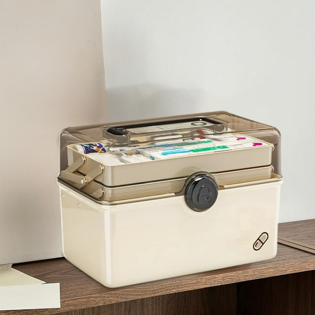 QTOCIO Boîte Familiale Ménagère Grande Capacité Trousse de Premiers Soins Grande Boîte de Rangement avec Poignée