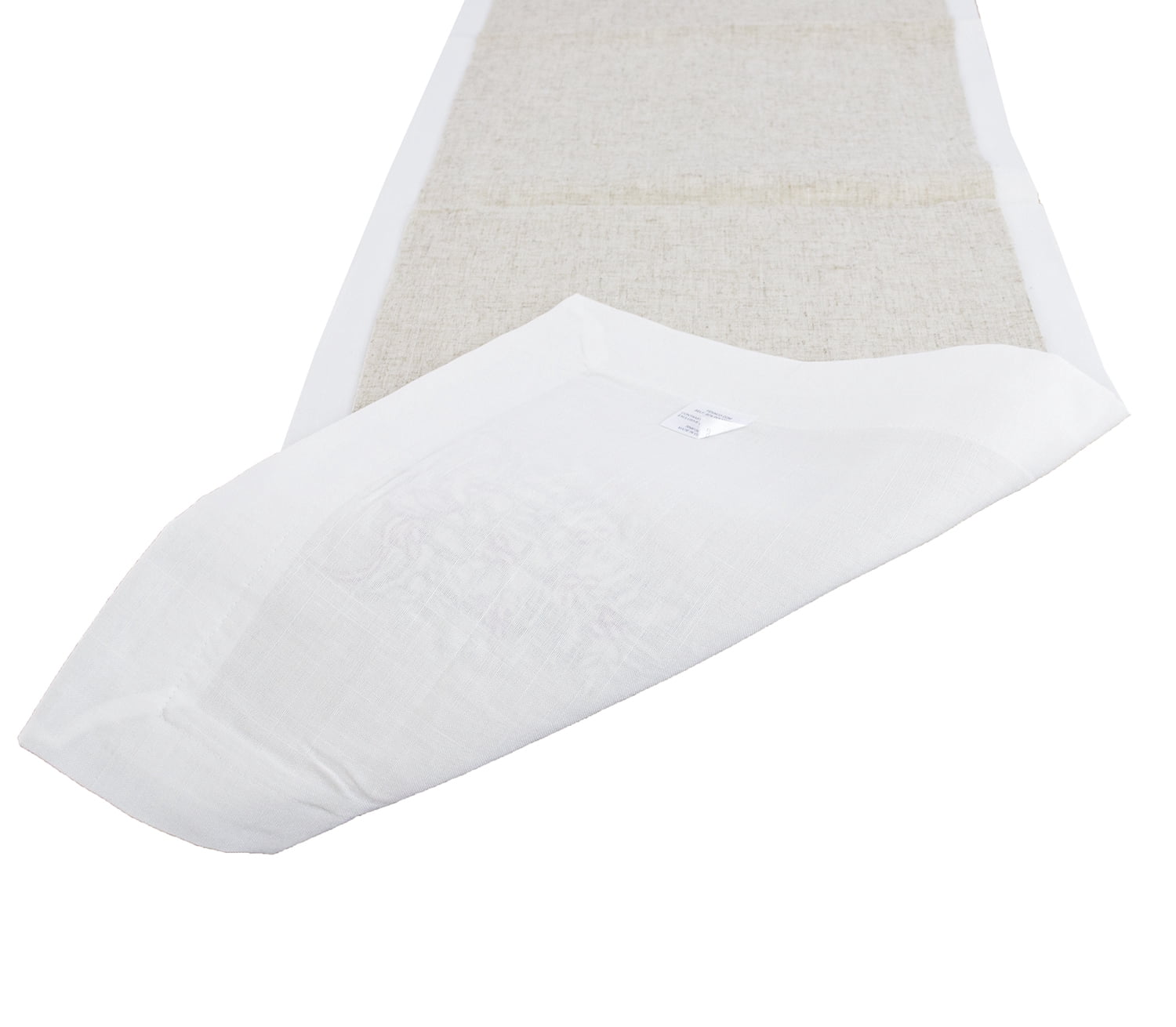 Embroidered Holly Christmas Tree Double-Layer Holiday Decorative Table Runner (Natural+White Runner 16"x78")