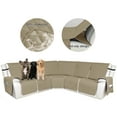 thumbnail image 3 of HDCAXKJ 100% Waterproof Reclining Sectional Couch Covers L-Shape Recliner Sofa Cover 5 Seat, Khaki, 3 of 11