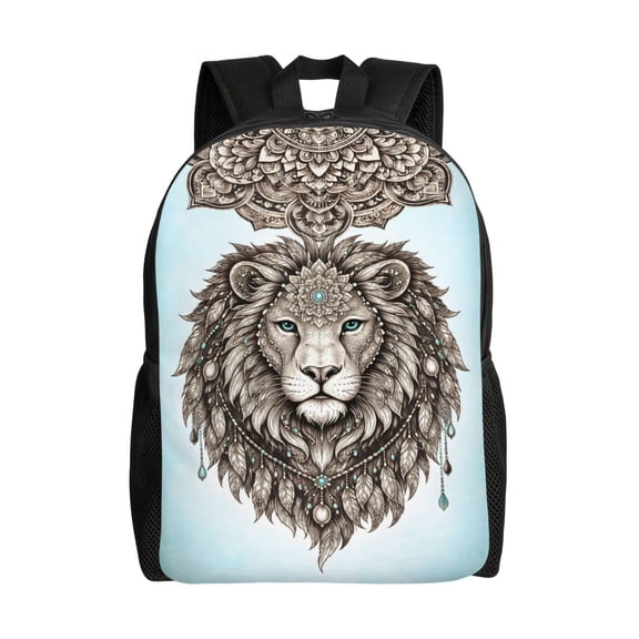 Boho Mandala Lion Backpack Large Capacity Laptop Bag for Men and Women