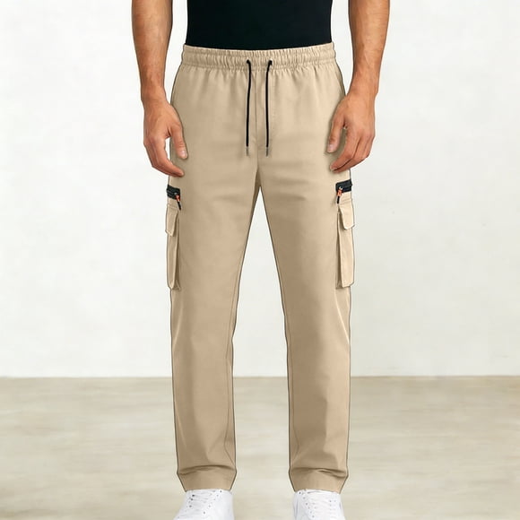 Men's Casual Pants for Everyday Leisure and Outdoor Use Durable Cargo Trousers with Multiple Pockets for Travel Hiking Comfort
