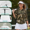 thumbnail image 6 of Uorisanigo Camo Forest Women's Golf Shirt Soft Polyester Spandex Fabric Women's 3/4 Sleeve Athletic Golf Shirts Comfortable Fashion Zip Up Collar Tennis Tops Outing Wear Size S, 6 of 7