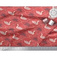 thumbnail image 2 of Soimoi Orange Japan Crepe Satin Fabric Swan & Moroccan Damask Print Fabric by the Yard 42 Inch Wide, 2 of 3