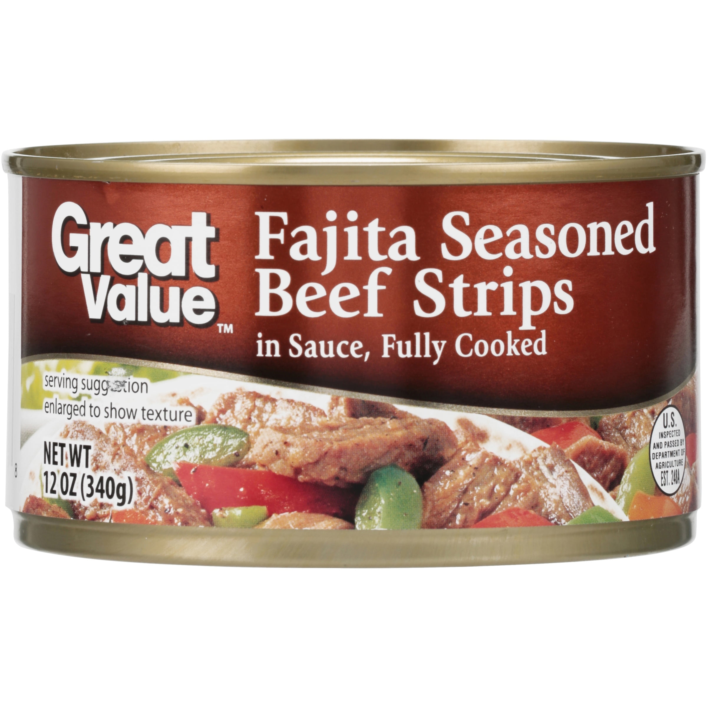 Great Value Fajita Seasoned Beef Strips in Sauce, 12 oz